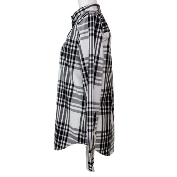 J. Crew Womens M Classic Fit Button Down Shirt Black White NEW - Picture 2 of 8